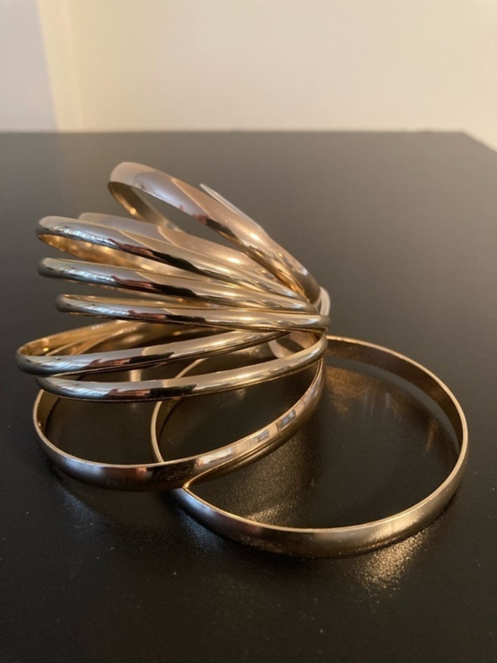 Gold Tone Layered Bangle Bracelet Set